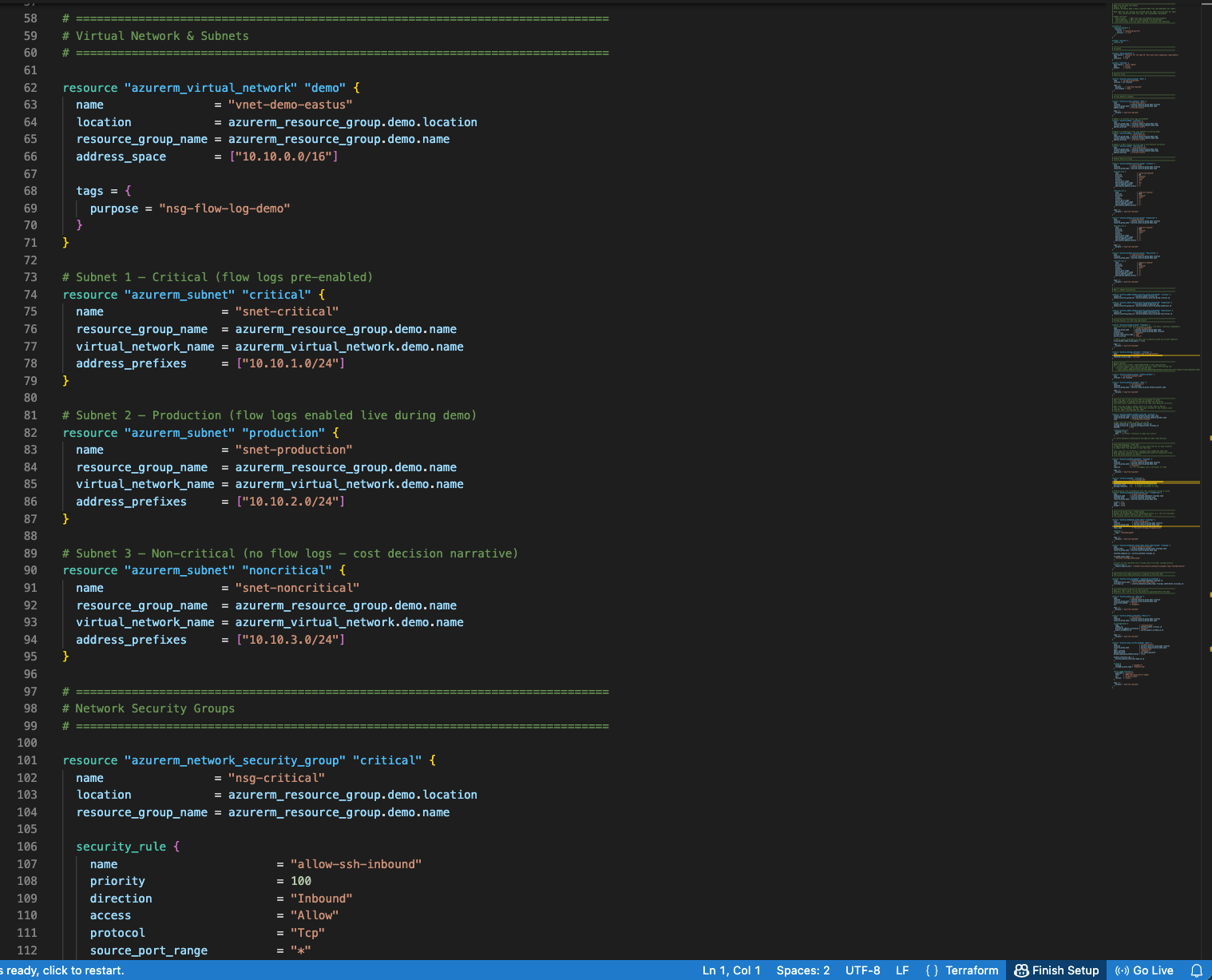 main.tf Terraform script defining all Azure resources